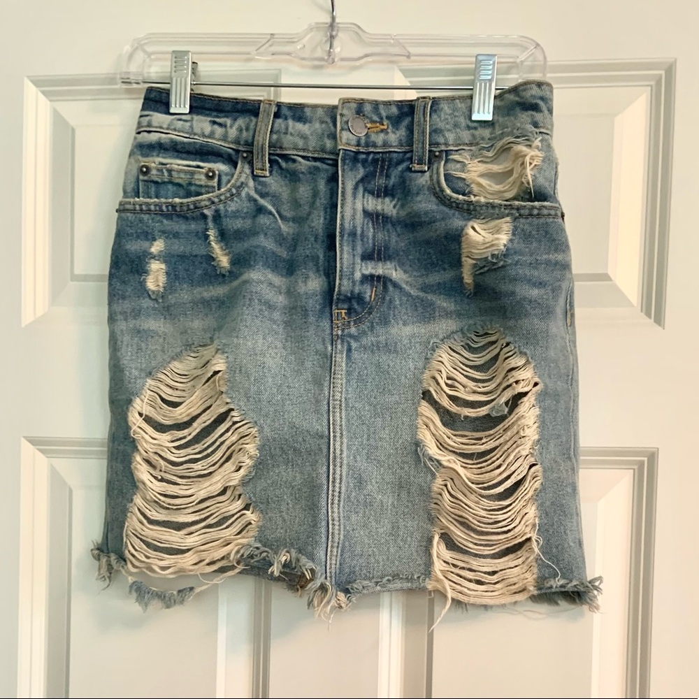 Carmar Distressed Denim Skirt